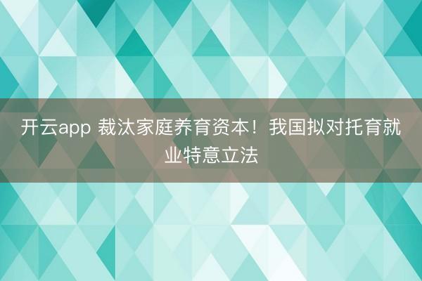 开云app 裁汰家庭养育资本！我国拟对托育就业特意立法