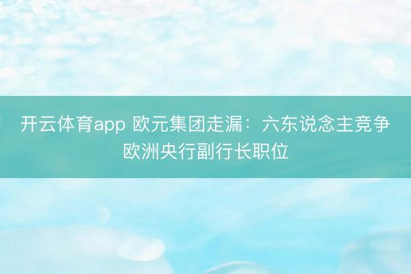 开云体育app 欧元集团走漏：六东说念主竞争欧洲央行副行长职位