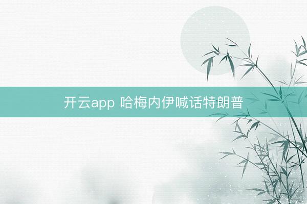 开云app 哈梅内伊喊话特朗普