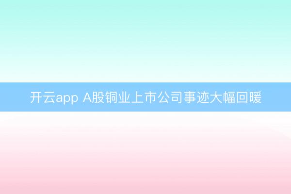 开云app A股铜业上市公司事迹大幅回暖