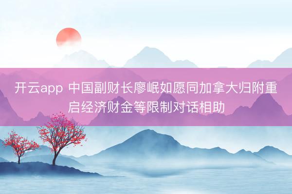 开云app 中国副财长廖岷如愿同加拿大归附重启经济财金等限制对话相助