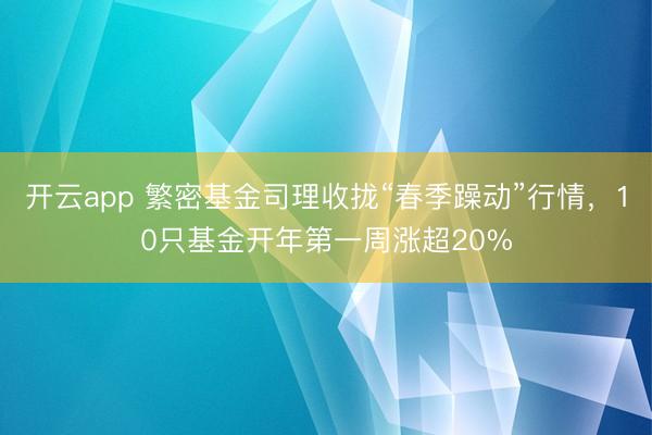 开云app 繁密基金司理收拢“春季躁动”行情，10只基金开年第一周涨超20%