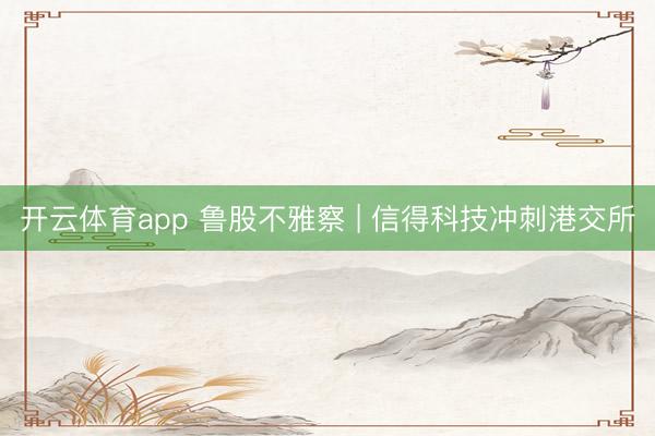 开云体育app 鲁股不雅察 | 信得科技冲刺港交所