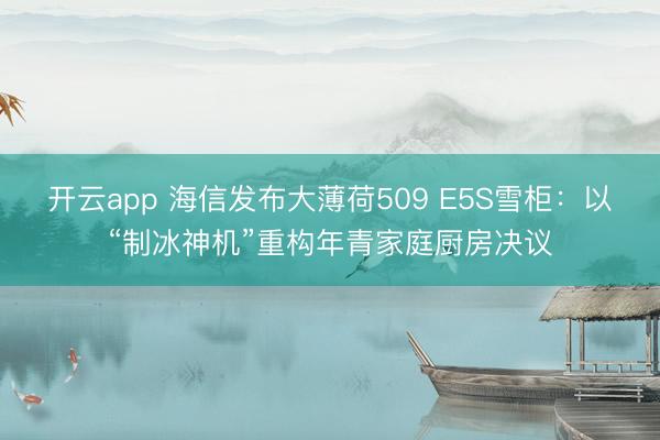 开云app 海信发布大薄荷509 E5S雪柜：以“制冰神机”重构年青家庭厨房决议